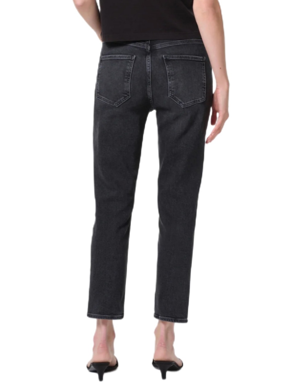 Agolde Riley Crop High Rise Straight Stretch Grey 27 - Picture 2 of 14